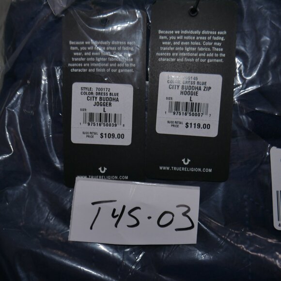 True Religion Men's Metallic Sweatsuit 2 Piece Fleece Hoodie Joggers Outfit Set - Picture 14 of 15